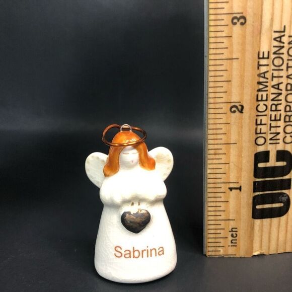 russ berrie holiday girl angel miniature ornament personalized sabrina 2 inches - Picture 2 of 5